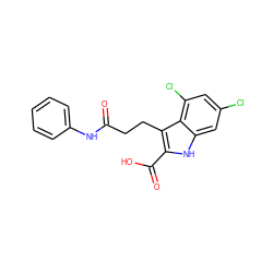 O=C(CCc1c(C(=O)O)[nH]c2cc(Cl)cc(Cl)c12)Nc1ccccc1 ZINC000013761273