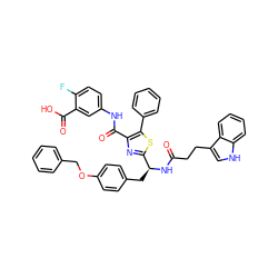 O=C(CCc1c[nH]c2ccccc12)N[C@@H](Cc1ccc(OCc2ccccc2)cc1)c1nc(C(=O)Nc2ccc(F)c(C(=O)O)c2)c(-c2ccccc2)s1 ZINC000096285489