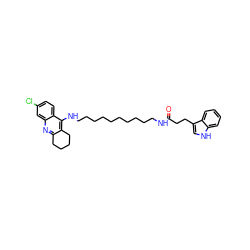 O=C(CCc1c[nH]c2ccccc12)NCCCCCCCCCCNc1c2c(nc3cc(Cl)ccc13)CCCC2 ZINC000014946306