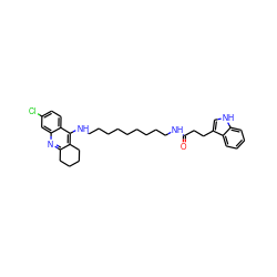 O=C(CCc1c[nH]c2ccccc12)NCCCCCCCCCNc1c2c(nc3cc(Cl)ccc13)CCCC2 ZINC000014946305