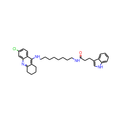 O=C(CCc1c[nH]c2ccccc12)NCCCCCCCCNc1c2c(nc3cc(Cl)ccc13)CCCC2 ZINC000013675649