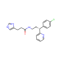 O=C(CCc1c[nH]cn1)NCC[C@H](c1ccc(Cl)cc1)c1ccccn1 ZINC000013490244