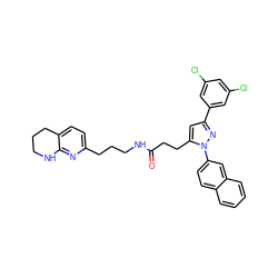 O=C(CCc1cc(-c2cc(Cl)cc(Cl)c2)nn1-c1ccc2ccccc2c1)NCCCc1ccc2c(n1)NCCC2 ZINC000058599012