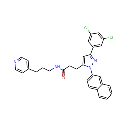 O=C(CCc1cc(-c2cc(Cl)cc(Cl)c2)nn1-c1ccc2ccccc2c1)NCCCc1ccncc1 ZINC000058602777