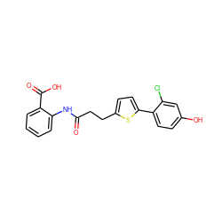 O=C(CCc1ccc(-c2ccc(O)cc2Cl)s1)Nc1ccccc1C(=O)O ZINC000028863440