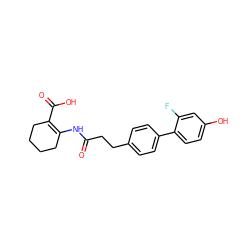 O=C(CCc1ccc(-c2ccc(O)cc2F)cc1)NC1=C(C(=O)O)CCCC1 ZINC001772639780