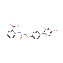 O=C(CCc1ccc(-c2ccc(O)cc2F)cc1)Nc1ccccc1C(=O)O ZINC000473109852