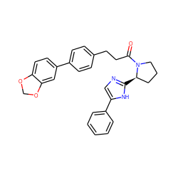 O=C(CCc1ccc(-c2ccc3c(c2)OCO3)cc1)N1CCC[C@H]1c1ncc(-c2ccccc2)[nH]1 ZINC000064548947