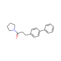 O=C(CCc1ccc(-c2ccccc2)cc1)N1CCCC1 ZINC001180940470