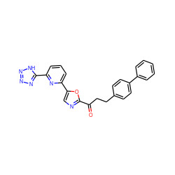 O=C(CCc1ccc(-c2ccccc2)cc1)c1ncc(-c2cccc(-c3nnn[nH]3)n2)o1 ZINC000029136246