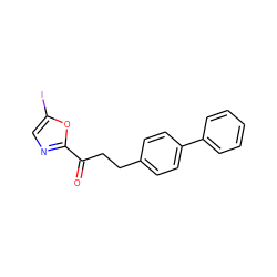 O=C(CCc1ccc(-c2ccccc2)cc1)c1ncc(I)o1 ZINC000029135945