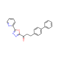 O=C(CCc1ccc(-c2ccccc2)cc1)c1nnc(-c2ccccn2)o1 ZINC000040877850