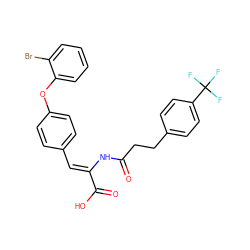 O=C(CCc1ccc(C(F)(F)F)cc1)N/C(=C\c1ccc(Oc2ccccc2Br)cc1)C(=O)O ZINC000028520481