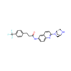 O=C(CCc1ccc(C(F)(F)F)cc1)Nc1ccc2nc(N3C[C@H]4C[C@H]3CN4)ccc2c1 ZINC000261179279