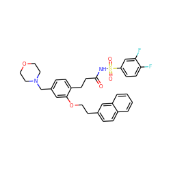 O=C(CCc1ccc(CN2CCOCC2)cc1OCCc1ccc2ccccc2c1)NS(=O)(=O)c1ccc(F)c(F)c1 ZINC000049780713