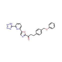 O=C(CCc1ccc(COc2ccccc2)cc1)c1ncc(-c2cccc(-c3nnn[nH]3)n2)o1 ZINC000029136148