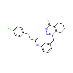 O=C(CCc1ccc(Cl)cc1)Nc1cccc(Cc2n[nH]c(=O)c3c2CCCC3)c1 ZINC000167736890