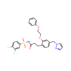 O=C(CCc1ccc(Cn2cccn2)cc1OCCOc1ccccc1)NS(=O)(=O)c1ccc(F)c(F)c1 ZINC000049781219