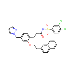 O=C(CCc1ccc(Cn2cccn2)cc1OCCc1ccc2ccccc2c1)NS(=O)(=O)c1ccc(Cl)c(Cl)c1 ZINC000049780627