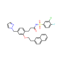 O=C(CCc1ccc(Cn2cccn2)cc1OCCc1ccc2ccccc2c1)NS(=O)(=O)c1ccc(F)c(Cl)c1 ZINC000049780675