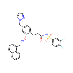 O=C(CCc1ccc(Cn2cccn2)cc1ONCc1cccc2ccccc12)NS(=O)(=O)c1ccc(F)c(F)c1 ZINC000049777587