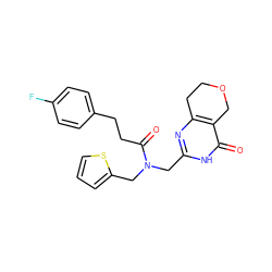 O=C(CCc1ccc(F)cc1)N(Cc1nc2c(c(=O)[nH]1)COCC2)Cc1cccs1 ZINC000096283575