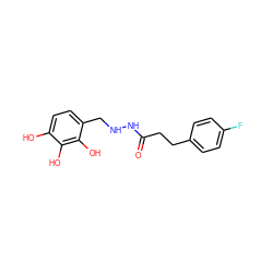 O=C(CCc1ccc(F)cc1)NNCc1ccc(O)c(O)c1O ZINC001772605812