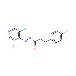 O=C(CCc1ccc(F)cc1)NNc1c(Cl)cncc1Cl ZINC000084654049