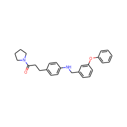 O=C(CCc1ccc(NCc2cccc(Oc3ccccc3)c2)cc1)N1CCCC1 ZINC000028572450