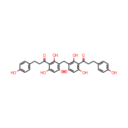 O=C(CCc1ccc(O)cc1)c1c(O)cc(O)c(Cc2c(O)cc(O)c(C(=O)CCc3ccc(O)cc3)c2O)c1O ZINC001772612969