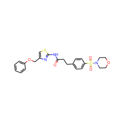 O=C(CCc1ccc(S(=O)(=O)N2CCOCC2)cc1)Nc1nc(COc2ccccc2)cs1 ZINC000003265501