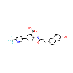 O=C(CCc1ccc2cc(O)ccc2c1)NC1=C(C(=O)O)C[C@H](c2ccc(C(F)(F)F)nc2)CC1 ZINC000049047311