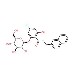 O=C(CCc1ccc2ccccc2c1)c1c(O)cc(F)cc1O[C@@H]1O[C@H](CO)[C@@H](O)[C@H](O)[C@H]1O ZINC000028385293