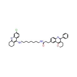 O=C(CCc1ccc2nc(-c3ccccc3)c3c(c2c1)OCCC3)NCCCCCCCCNc1c2c(nc3cc(Cl)ccc13)CCCC2 ZINC000049639707