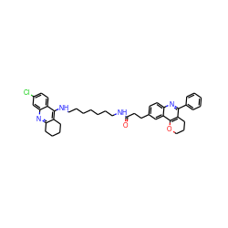 O=C(CCc1ccc2nc(-c3ccccc3)c3c(c2c1)OCCC3)NCCCCCCCNc1c2c(nc3cc(Cl)ccc13)CCCC2 ZINC000049639704