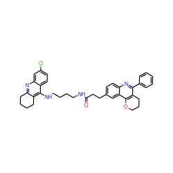 O=C(CCc1ccc2nc(-c3ccccc3)c3c(c2c1)OCCC3)NCCCCNc1c2c(nc3cc(Cl)ccc13)CCCC2 ZINC000042892335