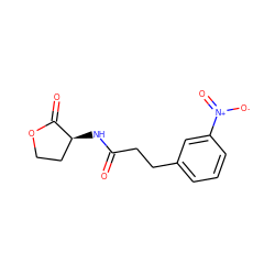 O=C(CCc1cccc([N+](=O)[O-])c1)N[C@H]1CCOC1=O ZINC000040393436