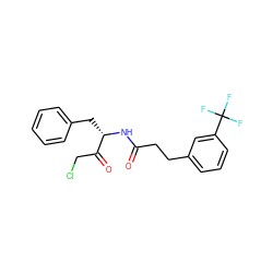 O=C(CCc1cccc(C(F)(F)F)c1)N[C@@H](Cc1ccccc1)C(=O)CCl ZINC000026155871