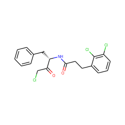 O=C(CCc1cccc(Cl)c1Cl)N[C@@H](Cc1ccccc1)C(=O)CCl ZINC000026147975