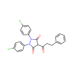 O=C(CCc1ccccc1)C1C(=O)N(c2ccc(Cl)cc2)N(c2ccc(Cl)cc2)C1=O ZINC000101066776