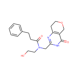 O=C(CCc1ccccc1)N(CCO)Cc1nc2c(c(=O)[nH]1)COCC2 ZINC000142843059