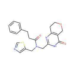 O=C(CCc1ccccc1)N(Cc1nc2c(c(=O)[nH]1)COCC2)Cc1cncs1 ZINC000205804699