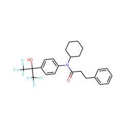 O=C(CCc1ccccc1)N(c1ccc(C(O)(C(F)(F)F)C(F)(F)F)cc1)C1CCCCC1 ZINC000013682526