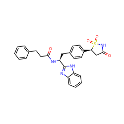 O=C(CCc1ccccc1)N[C@@H](Cc1ccc([C@@H]2CC(=O)NS2(=O)=O)cc1)c1nc2ccccc2[nH]1 ZINC000014952912