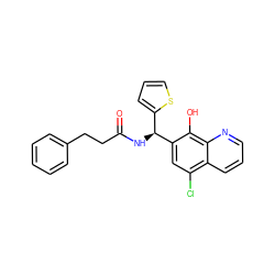 O=C(CCc1ccccc1)N[C@@H](c1cccs1)c1cc(Cl)c2cccnc2c1O ZINC000000801102