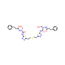 O=C(CCc1ccccc1)N[C@H](CO)C(=O)Nc1nnc(CCSCCc2nnc(NC(=O)[C@@H](CO)NC(=O)CCc3ccccc3)s2)s1 ZINC000261179770