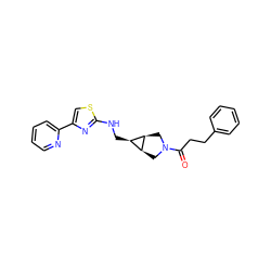 O=C(CCc1ccccc1)N1C[C@H]2[C@@H](CNc3nc(-c4ccccn4)cs3)[C@H]2C1 ZINC000101637737