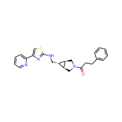 O=C(CCc1ccccc1)N1C[C@H]2[C@H](CNc3nc(-c4ccccn4)cs3)[C@H]2C1 ZINC000101637743