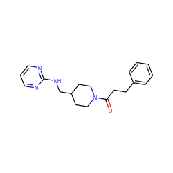 O=C(CCc1ccccc1)N1CCC(CNc2ncccn2)CC1 ZINC000035259159