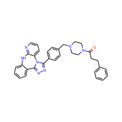 O=C(CCc1ccccc1)N1CCN(Cc2ccc(-c3nnc4n3-c3cccnc3Nc3ccccc3-4)cc2)CC1 ZINC000096174068